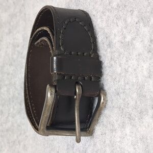 Abercrombie & Fitch Brown Genuine Leather Belt Solid Silver Buckle Mens Sz 30